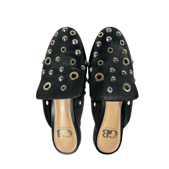 Gianni Bini Black Leather Studded Slip-On Mules Size 6M - Picture 1 of 6
